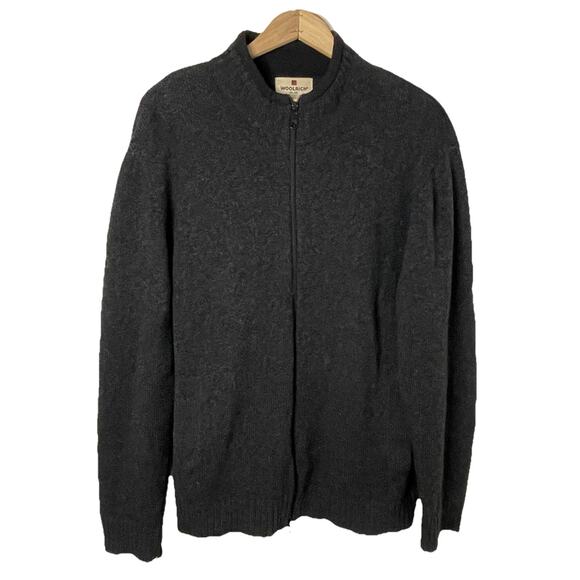 Woolrich Onyx Heather Gray 100% Wool Zip Up Sweater Grandpacore Men’s Size Large - Picture 1 of 16